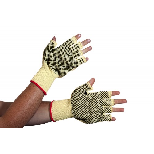 Kevlar PVC Dot Fingerless Glove Cargo WorkWear